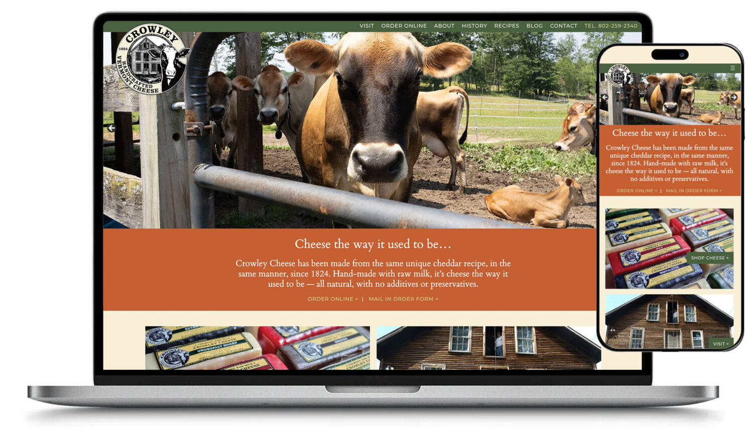 Crowley Cheese Website Screenshot